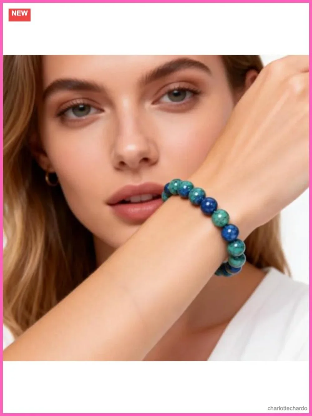 Natural Gemstone Stretch Bracelet 8mm Bead Elastic Handmade Yoga Chakra
